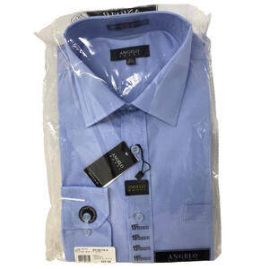 Angelo Rossi Men's Light Blue Long Sleeve Dress Shirt Size 15 1/2